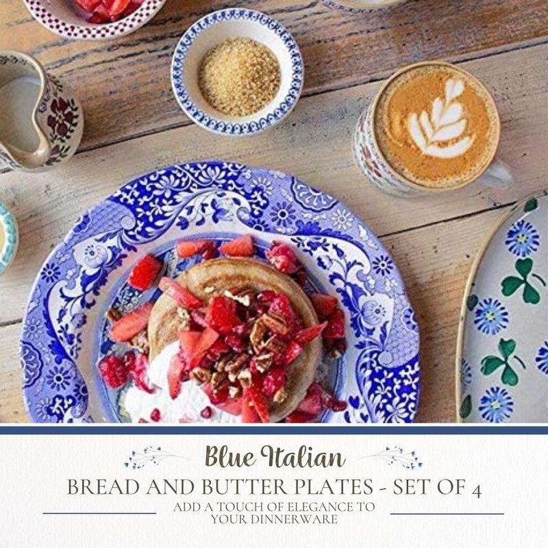 Spode Blue Italian 6.5" Bread & Butter Plate, Set of 4 - Classic Oriental-Inspired Porcelain Side Plates, Blue Ceramic Oriental Tableware for Appetizers, Desserts, Snacks - Made in England - Image 2